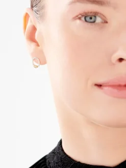 Kolczyki z żółtego złota z diamentami - 0,05 ct - próba 585