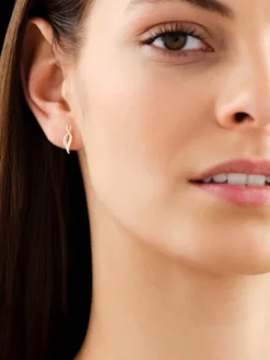 Kolczyki z żółtego złota z diamentami - 0,006 ct - próba 375