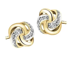 Kolczyki z żółtego złota z diamentami - 0,06 ct - próba 585