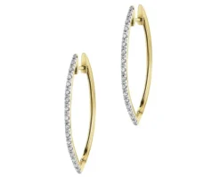 Kolczyki z żółtego złota z diamentami - koła - 0,15 ct - próba 585