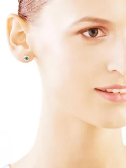 Kolczyki z żółtego złota z diamentami i szmaragdami - próba 375