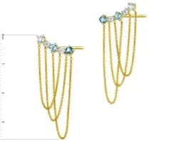 Kolczyki z żółtego złota z diamentami i topazami - próba 375