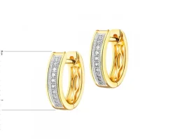 Kolczyki z żółtego złota z diamentami - koła - 0,06 ct - próba 585