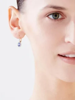 Kolczyki z żółtego złota z diamentami i tanzanitami - próba 585