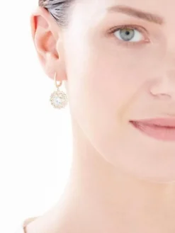 Kolczyki z żółtego złota z diamentami i topazami Sky Blue - próba 585