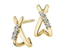 Kolczyki z żółtego złota z diamentami - 0,01 ct - próba 375