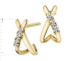 Kolczyki z żółtego złota z diamentami - 0,01 ct - próba 375
