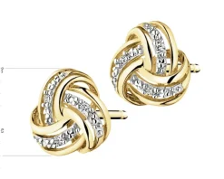 Kolczyki z żółtego złota z diamentami - 0,01 ct - próba 375