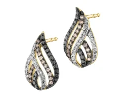 Kolczyki z żółtego złota z diamentami - 0,35 ct - próba 585