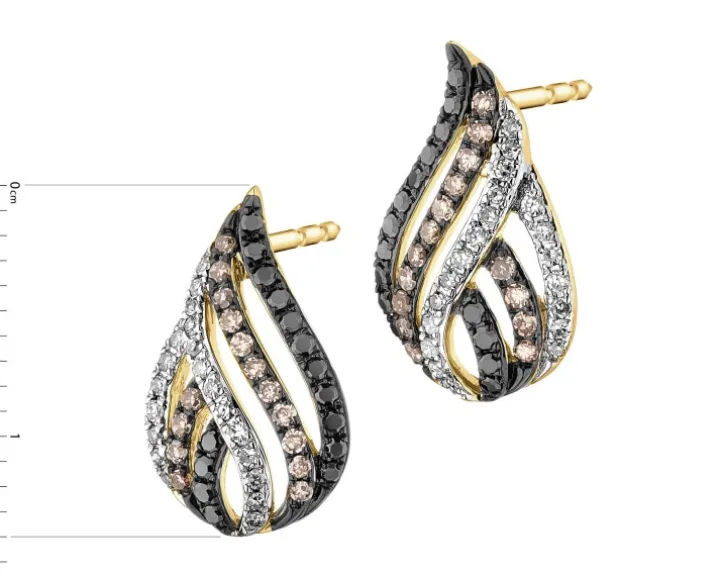 Kolczyki z żółtego złota z diamentami - 0,35 ct - próba 585