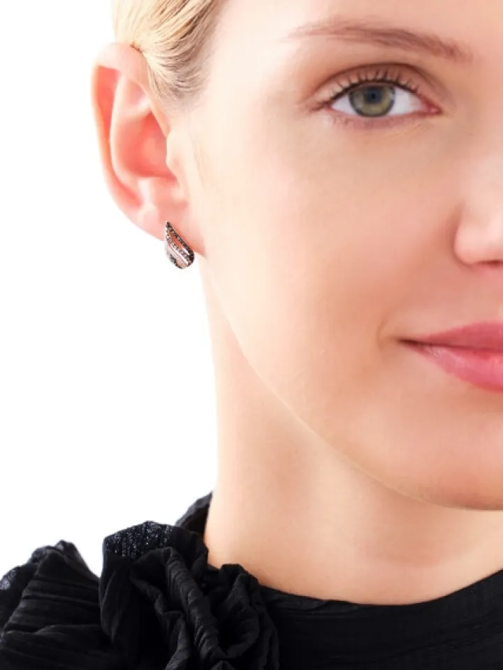 Kolczyki z żółtego złota z diamentami - 0,35 ct - próba 585