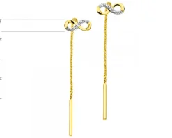 Kolczyki z żółtego złota z diamentami - nieskończoność - 0,006 ct - próba 585