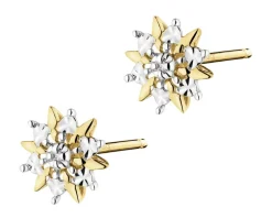 Kolczyki z żółtego złota z diamentami - 0,006 ct - próba 375