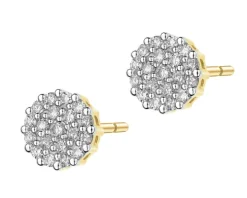 Kolczyki z żółtego złota z diamentami - 0,16 ct - próba 585