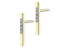 Kolczyki z żółtego złota z diamentami - 0,02 ct - próba 375