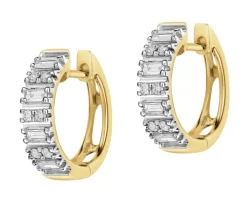 Kolczyki z żółtego złota z diamentami - koła - 0,27 ct - próba 585