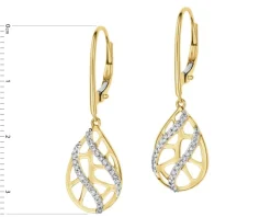 Kolczyki z żółtego złota z diamentami - 0,15 ct - próba 585