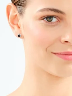 Kolczyki z żółtego złota z diamentami i szafirami - próba 585