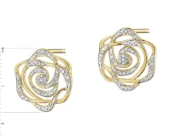 Kolczyki z żółtego złota z diamentami - kwiaty, róże - 0,25 ct - próba 585