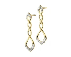 Kolczyki z żółtego złota z diamentami - 0,05 ct - próba 375