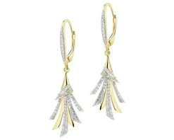 Kolczyki z żółtego złota z diamentami - 0,31 ct - próba 585