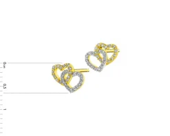Kolczyki z żółtego złota z diamentami - serca - 0,16 ct - próba 585