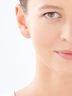 Kolczyki z żółtego złota z diamentami - serca - 0,16 ct - próba 585