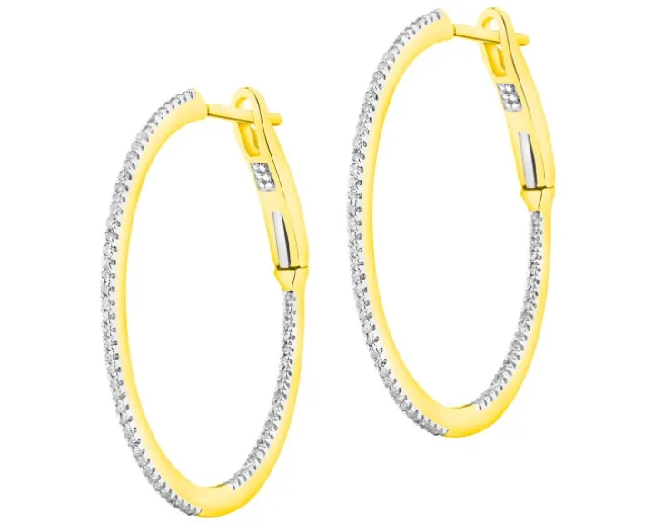 Kolczyki z żółtego złota z diamentami - koła - 0,20 ct - próba 585