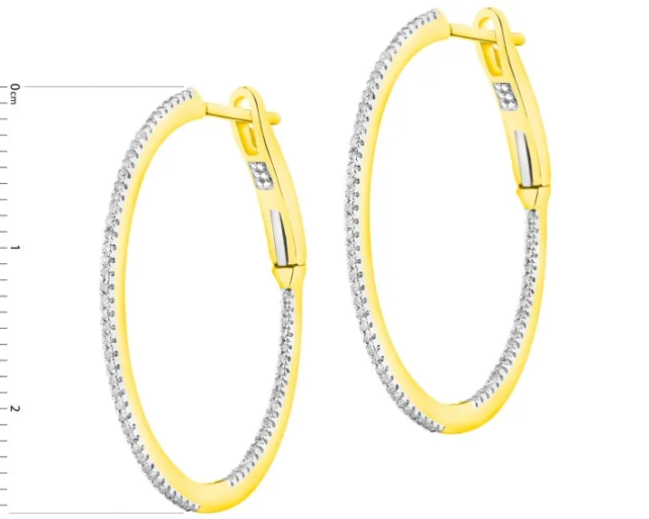 Kolczyki z żółtego złota z diamentami - koła - 0,20 ct - próba 585