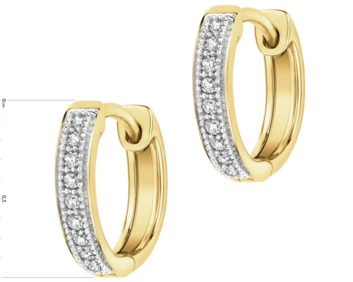 Kolczyki z żółtego złota z diamentami - koła - 0,05 ct - próba 585