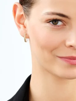 Kolczyki z żółtego złota z diamentami - koła - 0,10 ct - próba 375