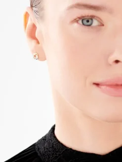 Kolczyki z żółtego złota z diamentami - 0,05 ct - próba 375