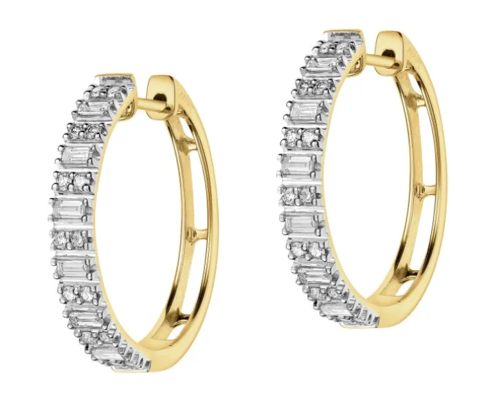 Kolczyki z żółtego złota z diamentami - koła - 0,52 ct - próba 585