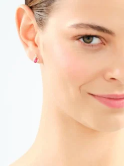 Kolczyki z żółtego złota z diamentami i rubinami syntetycznymi - próba 375