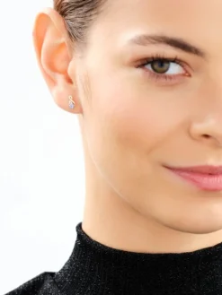 Kolczyki z żółtego złota z diamentami i tanzanitami - próba 585