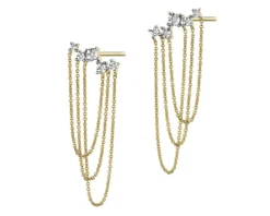 Kolczyki z żółtego złota z diamentami - 0,05 ct - próba 375