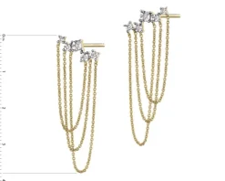 Kolczyki z żółtego złota z diamentami - 0,05 ct - próba 375