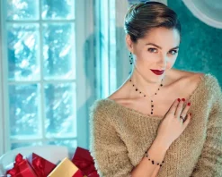 Kolczyki z żółtego złota z diamentami i agatami - kulki - próba 375