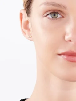 Kolczyki z żółtego złota z diamentami - nieskończoność - 0,006 ct - próba 585