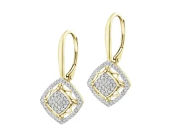 Kolczyki z żółtego złota z diamentami - 0,32 ct - próba 585