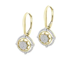 Kolczyki z żółtego złota z diamentami - 0,33 ct - próba 585