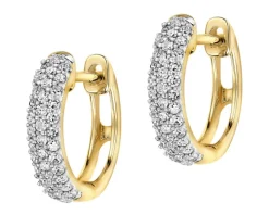 Kolczyki z żółtego złota z diamentami - koła - 0,20 ct - próba 585