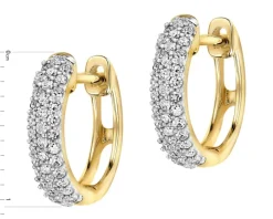 Kolczyki z żółtego złota z diamentami - koła - 0,20 ct - próba 585