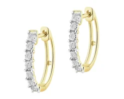 Kolczyki z żółtego złota z diamentami - koła - 0,05 ct - próba 585