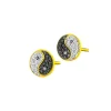 Kolczyki z żółtego złota z diamentami - yin yang - 0,16 ct - próba 585