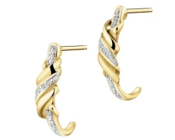 Kolczyki z żółtego złota z diamentami - 0,04 ct - próba 375