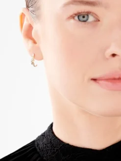 Kolczyki z żółtego złota z diamentami - 0,04 ct - próba 375