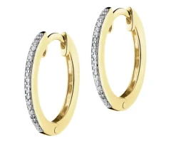 Kolczyki z żółtego złota z diamentami - koła - 0,06 ct - próba 585