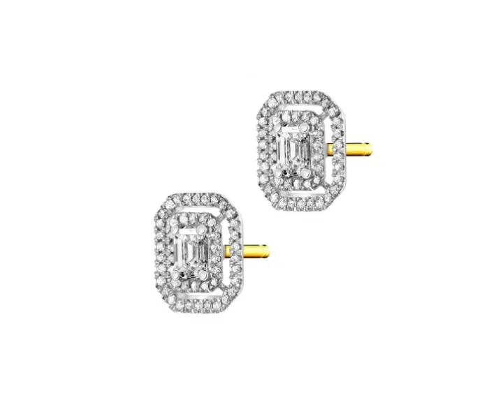 Kolczyki z żółtego złota z diamentami - 0,32 ct - próba 585