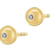 Kolczyki z żółtego złota z diamentami - kulki - 0,01 ct - próba 375